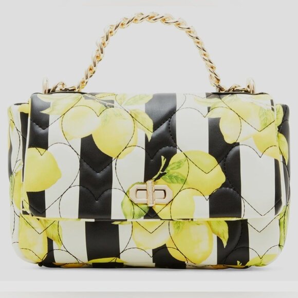 ๐ฅBetsey Johnson Fresh N Fruity Lemon Stripe Quilted Crossbody Bag Purse NWT - Picture 4 of 4